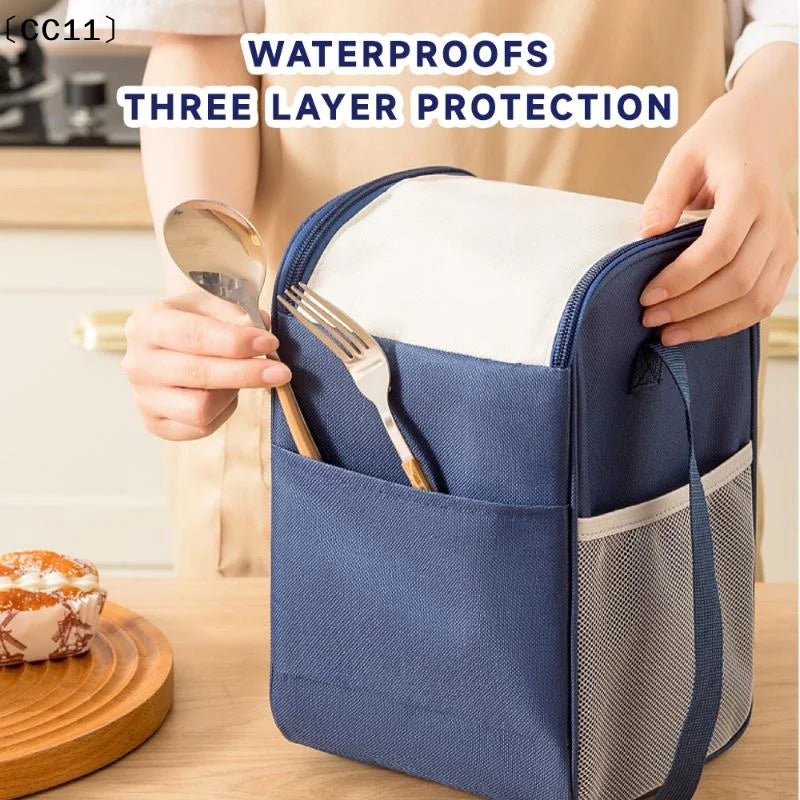 Double Pull Insulation Bag Large Capacity Lunch Ice Shoulder Strap Qme