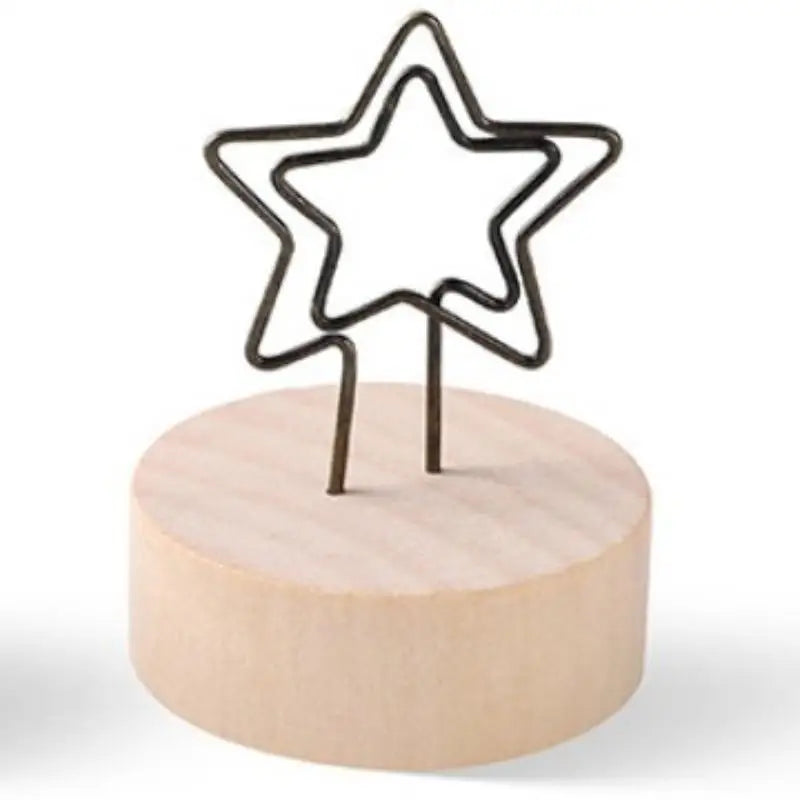 Mini Wooden Base Metal Photo Holders Creative Design Decor Photos Qme A