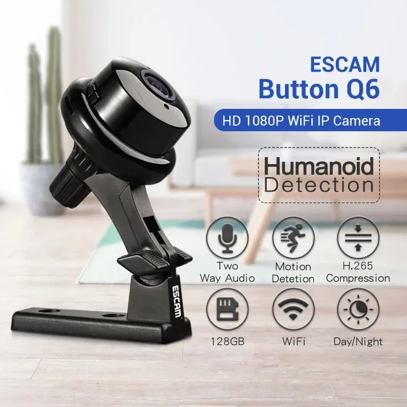 Escam Q6 Motion Detection Night Vision Mini WIFI Camera P2P ONVIF Surveillance Camera Support 128G SD Storage Qme