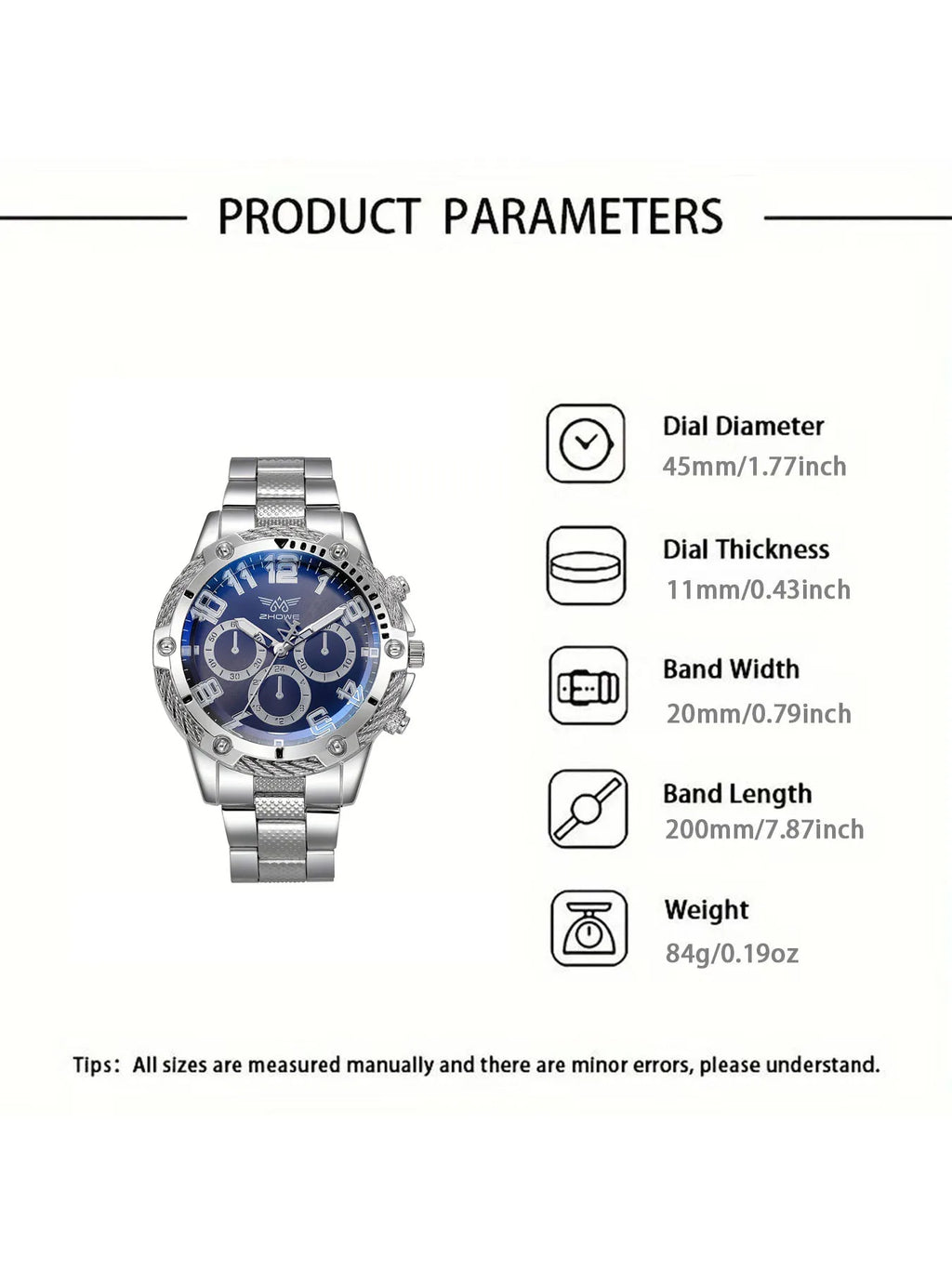 4pcs Men's new fashionable luxury business round fake three eye large dial quartz watch Qme