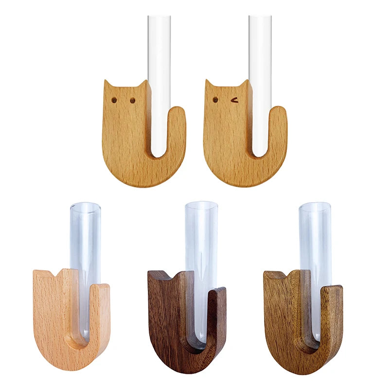 Pets Souvenir Home Decor Cat Whisker Vase Pet Fridge Magnet Wooden Qme