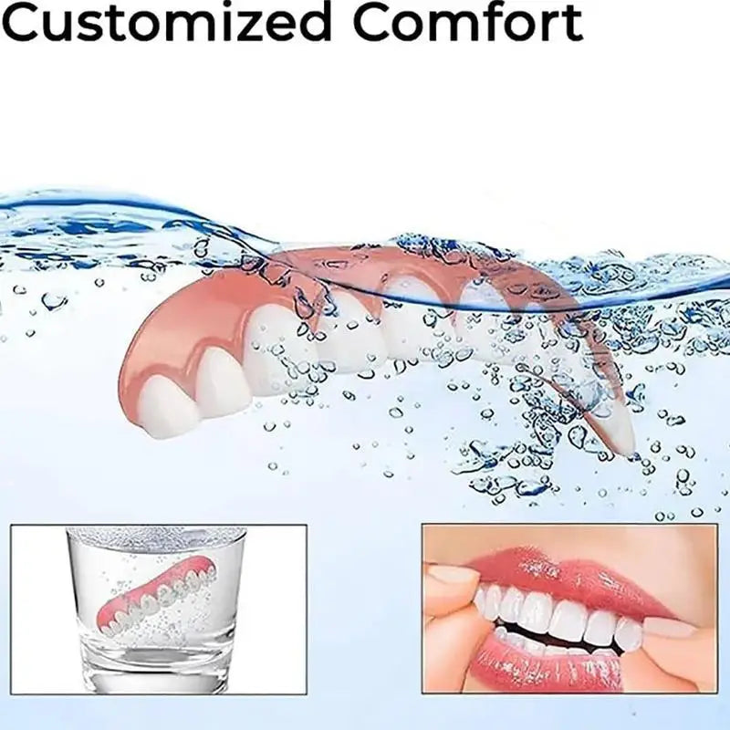 Silicone Denture False Teeth Upper Lower Veneers Liners Soft Men Qme