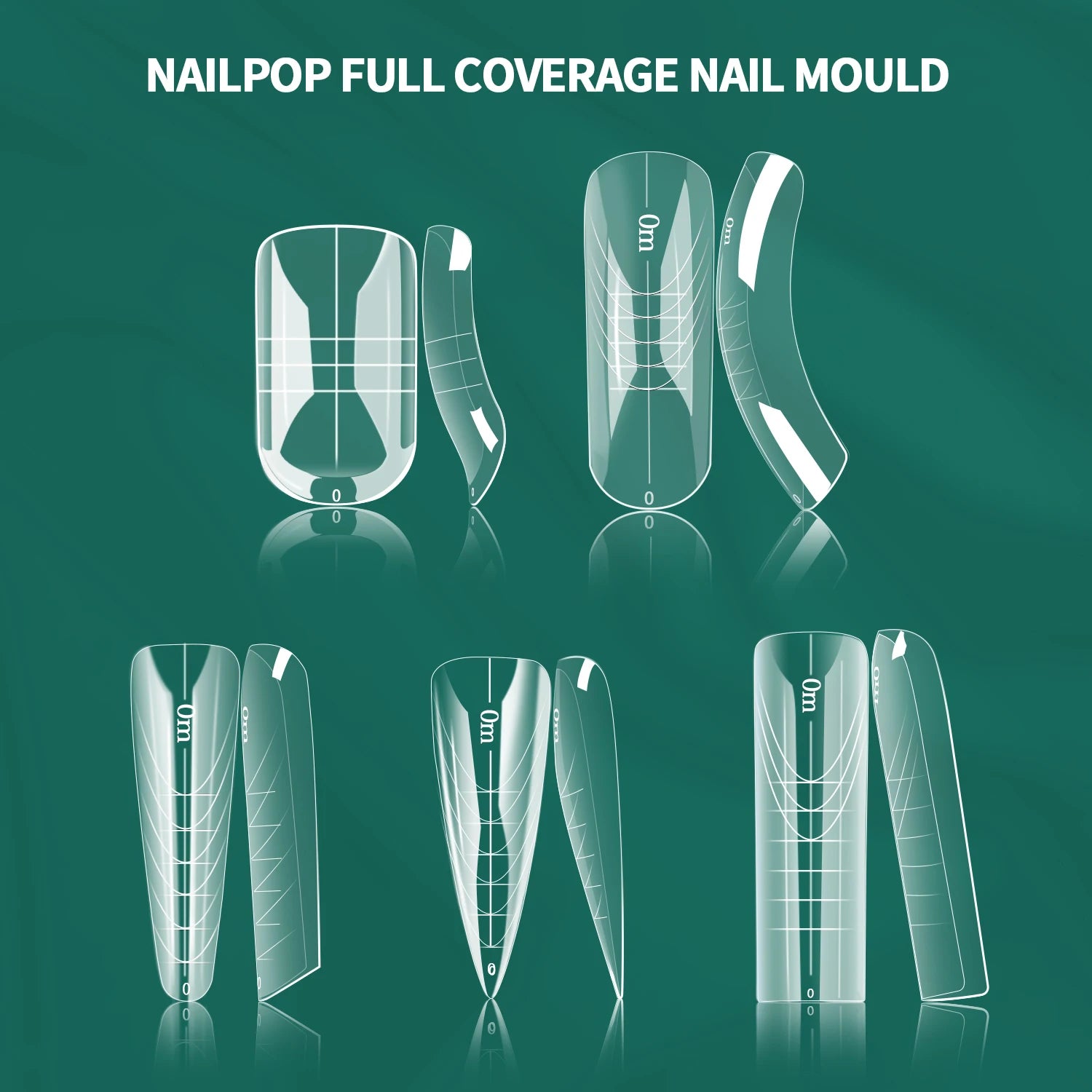 Nailpop Dual Forms Square Coffin Shape Quick Building Gel Mold Full Qme