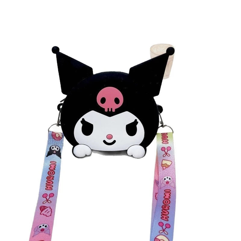 Hello Kitty Kuromi Cute Silicone Coin Purse Fashionable Shoulder Bag for Outings and Trips Qme