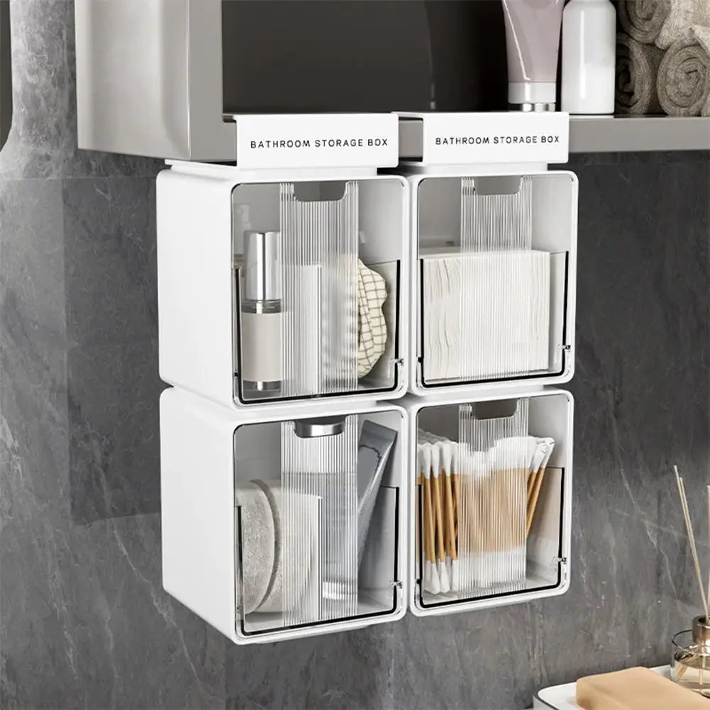 Transparent Storage Box Pull-out Cotton Stick Makeup Bathroom Drawer Qme