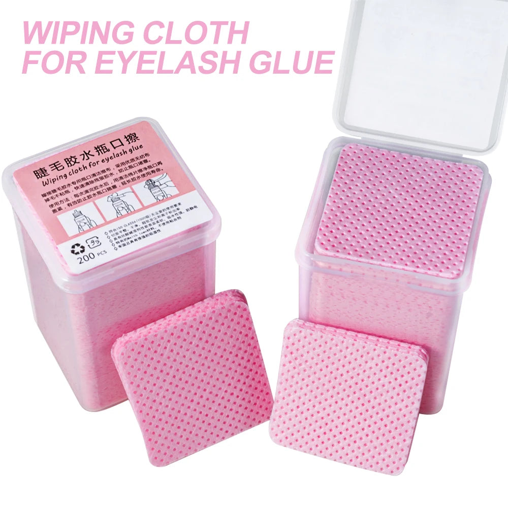 200Pcs Pink Lint-Free Nail Polish Remover Wipes UV Gel Glue Nail Polish Removal Cotton Pads for Makeup Manicure Cleaning Tools Qme