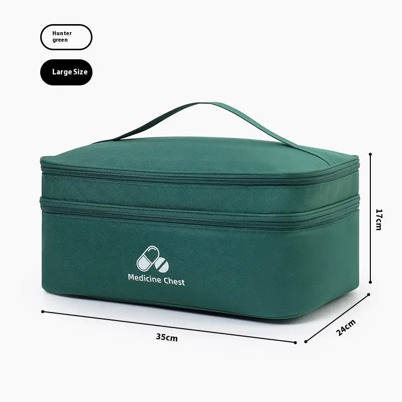 First Aid Home Travel Double Layer Classification Storage Drug Qme L Green