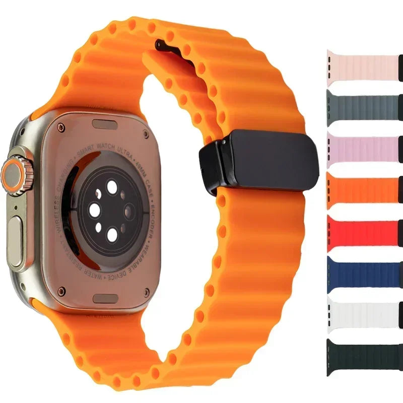 Strap For Apple watch band 49mm 45 44 40 41 38 42mm silicone magnetic buckle bracelet iWatch Ultra series 7 6 3 se 8 9 Ultra 2 Qme