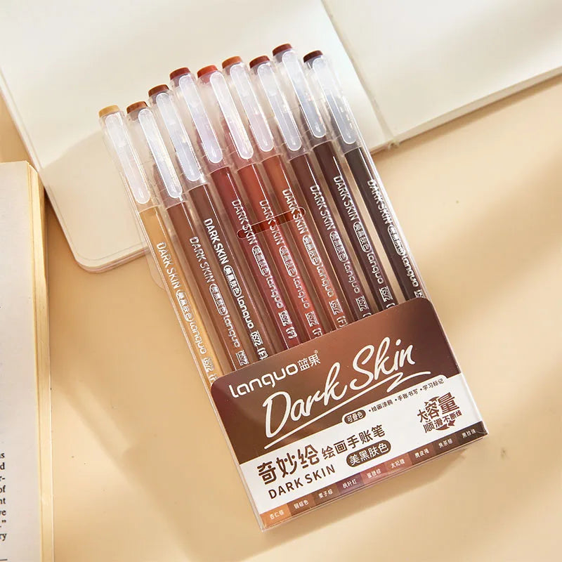 9-Pack Morandi Vintage Journal Pens, Multi-Color Graffiti Drawing Gel Pens with Refillable Cartridges Qme E Multi-Colored