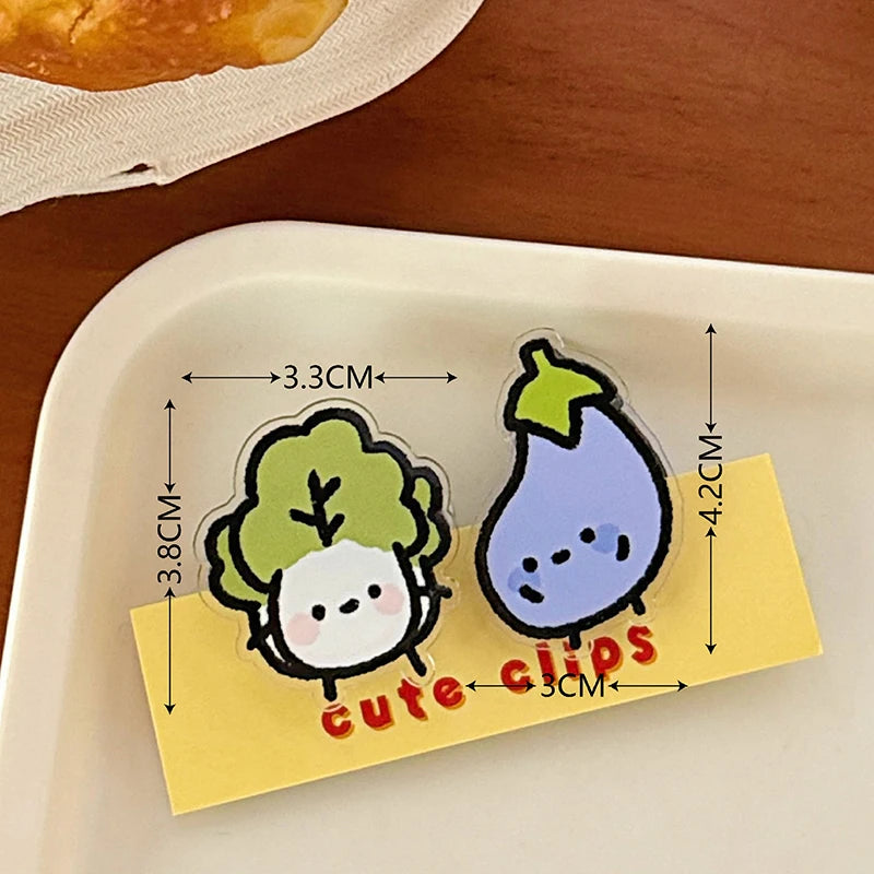 1pair Cute INS Animated Fruit Cartoon Sealing Clip Note Pp Decoration Qme A5