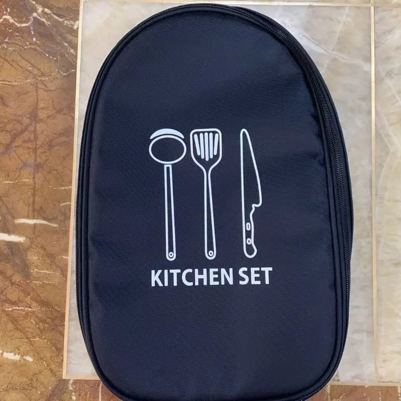 Camping Travel Cooking Utensils Organizer Bag Portable Pouch BBQ Camp Qme Black