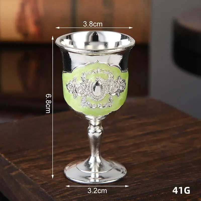 European White Wine Cup Vintage Glass Classic Metal Drinkware Goblet Qme silvery green