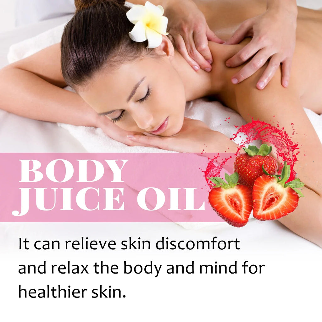 Strawberry Body Juice Oil Fragrance Moisturizing Relieve Dry Care Lighten Spots Firm Smooth Skin Relaxing Massage Essential Oil Qme