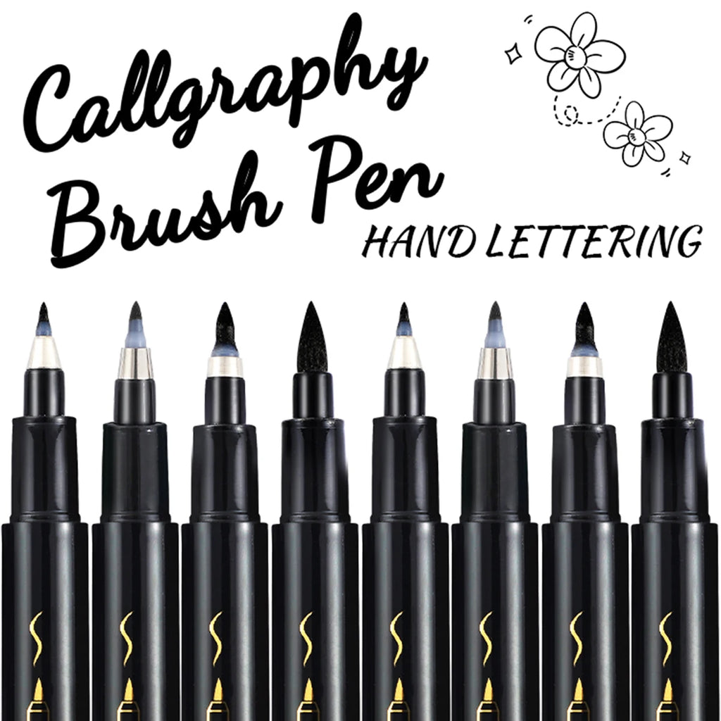 Black Calligraphy Art Marker Brush Pens, Brush Tips, Art Marker Craft Supplies Art Writing Office School Student Supplies Qme