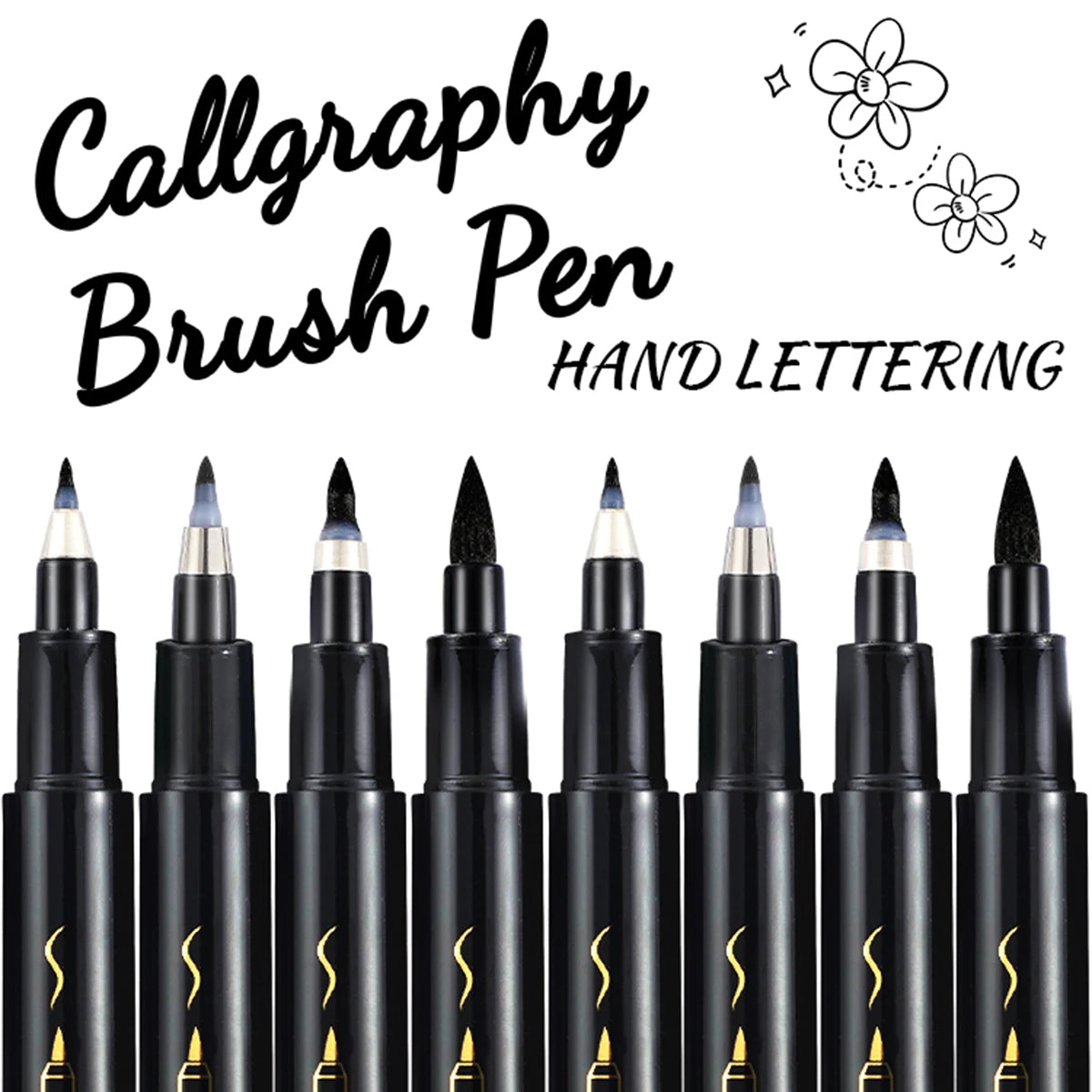 Black Calligraphy Art Marker Brush Pens, Brush Tips, Art Marker Craft Supplies Art Writing Office School Student Supplies Qme