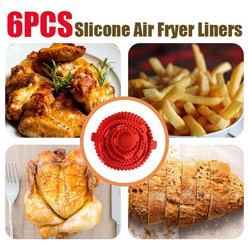 Air Fryer Tray Oven Baking Tray Fried Basket Mat Air Fryer Silicone Pot Replacement Grill Pan Bakeware Pizza Pan Qme