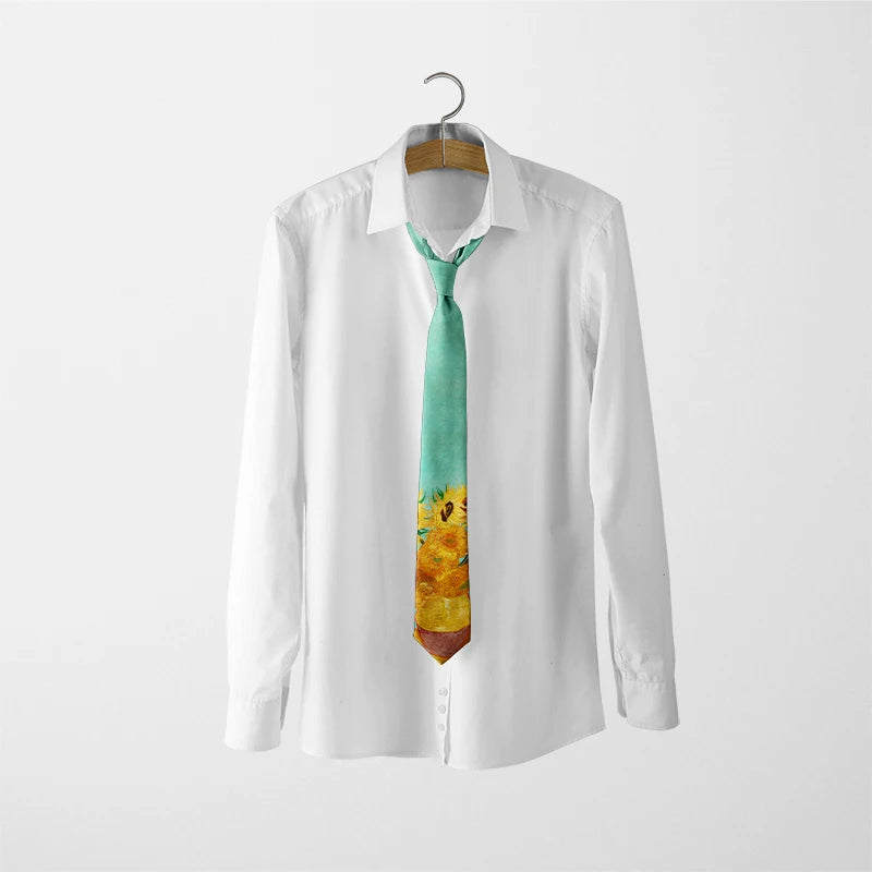 Retro Art Oil Painting Floral Print Tie Fashion Business Wedding Qme