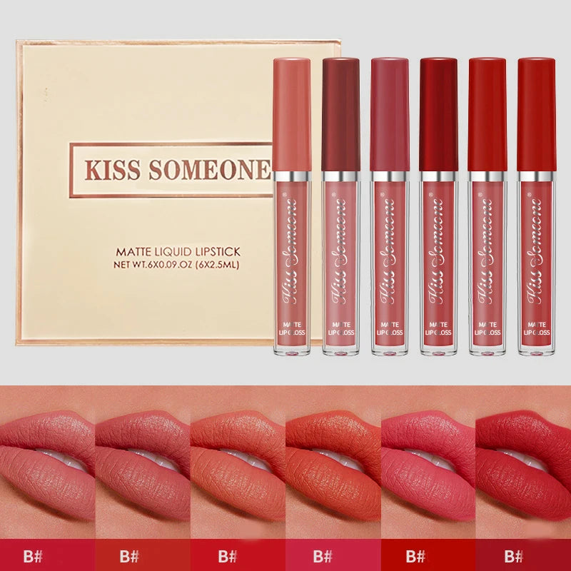 6pcs/1set matte lipstick set,long-lasting,non-stick cup,waterproof lipstick,suitable for Halloween,suitable for all skin types Qme