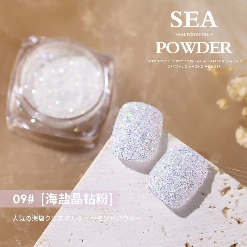 Aurora Sea Salt Crystal Diamond Nail Glitter 12 Colors Super Shiny Sugar Powder Nail Art Decoration Qme 9