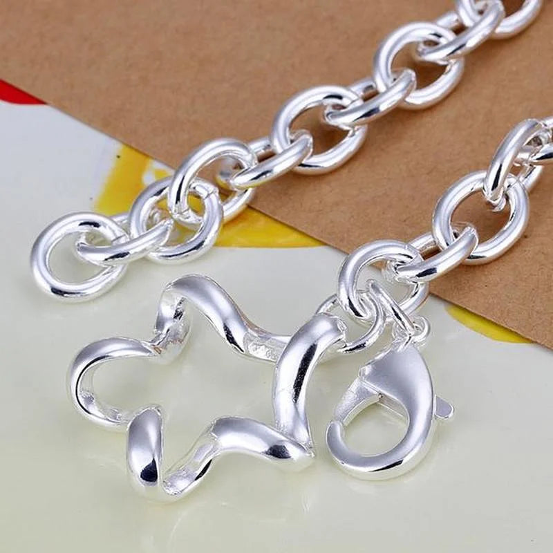 Popular Brands Beautiful Star Pendant 925 Sterling Silver Bracelets for Woman Classic Wedding Party Gifts Fashion Jewelry Qme