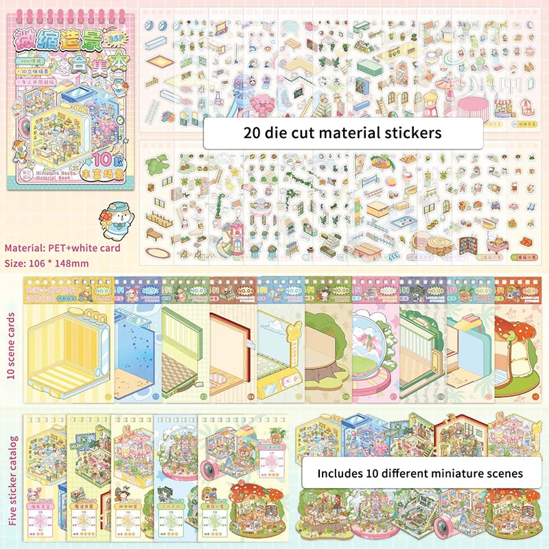 Chinoiserie Theme Landscape Sticker Books DIY Decoration Mountain Qme A3