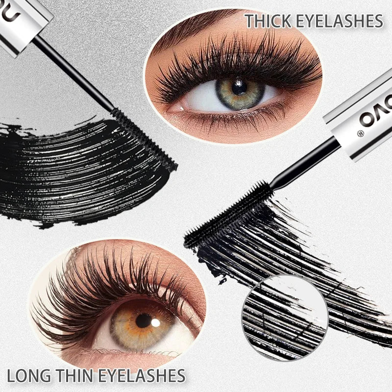 Dual-Head Waterproof Mascara, Thickening And Lengthening Dual Effect, Sweatproof & Grease-Resistant, Quick-Dry, No Clumping Qme