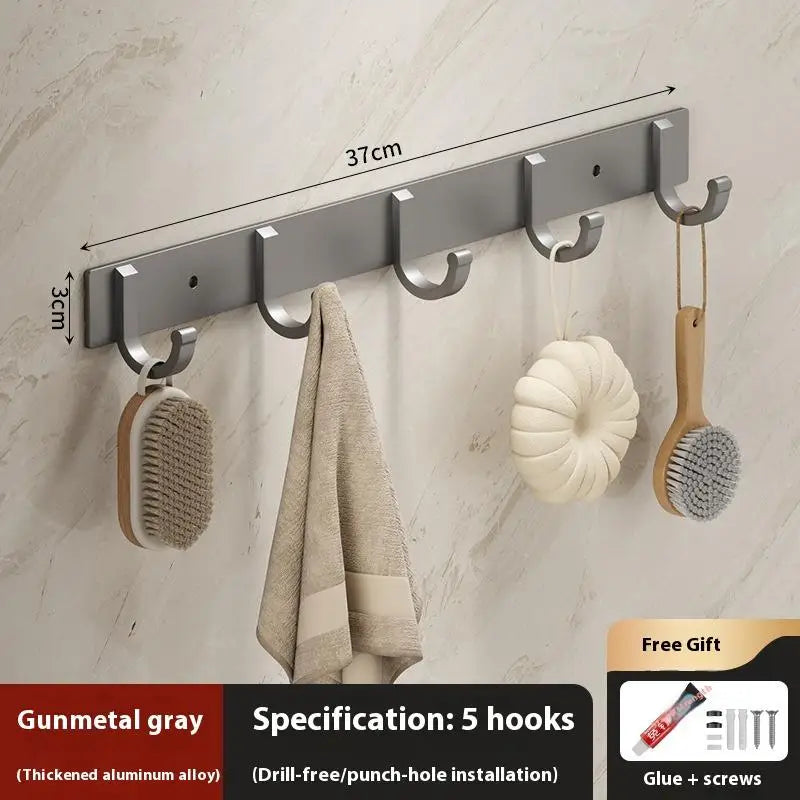 Metal Hook Strong Adhesive Wall Mounted Bathroom Without Punchkitchen Qme Gray 5hook