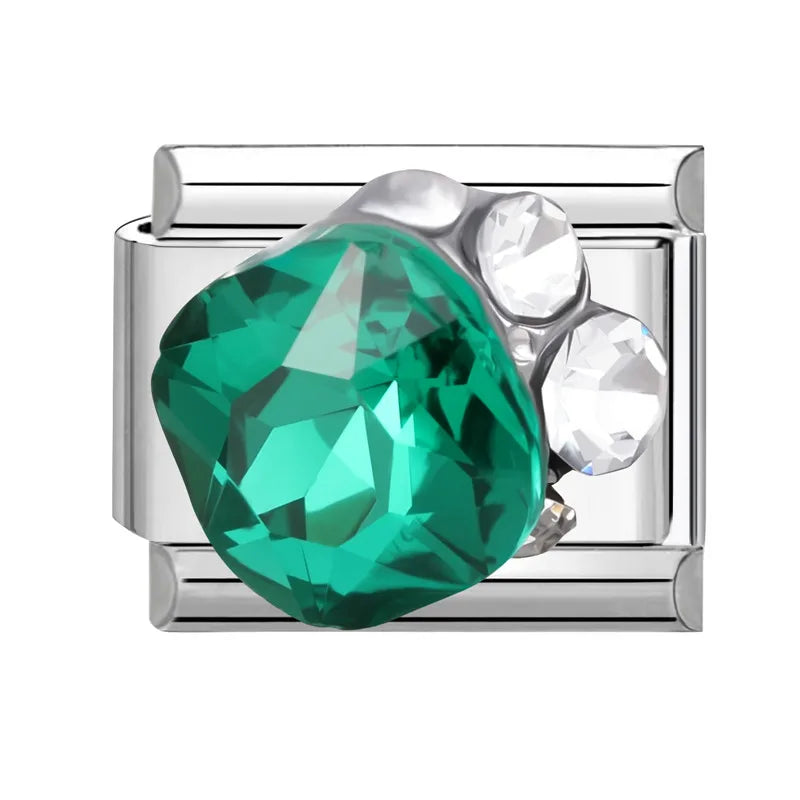 Green Blue Pink Zircon Stars Colored Cherry Italian Charm Links Fit 9mm Stainless Steel Bracelet Women Jewelry DIY Making Gifts Qme Style 1