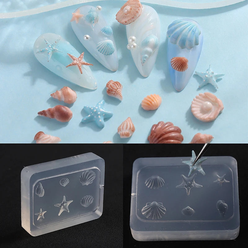Nail Art Soft Silicone Mold Shell Conch Molds 3D Carved Ocean DIY Qme