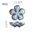 1PCS Ceramic Craft Dish Flower Shaped Small Dish Creative Dipping Sauce Small Dish Multi-color Kiln Transformed Dish Gift Qme Blue