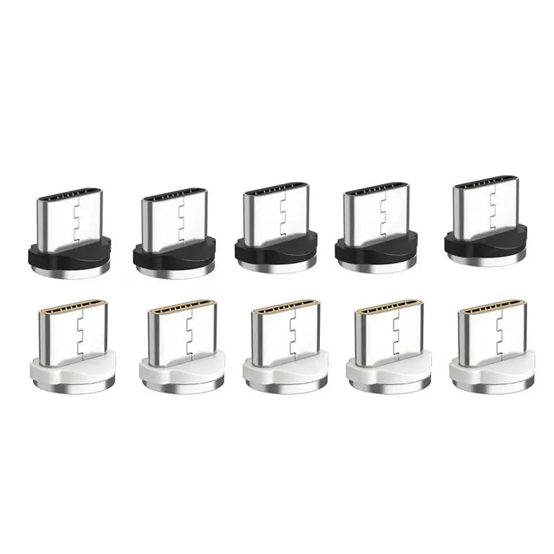 10Pcs Type C Magnetic Charging Head 2.4A Fast Charge Data Transmission Replacement Aluminum Alloy Connector Qme