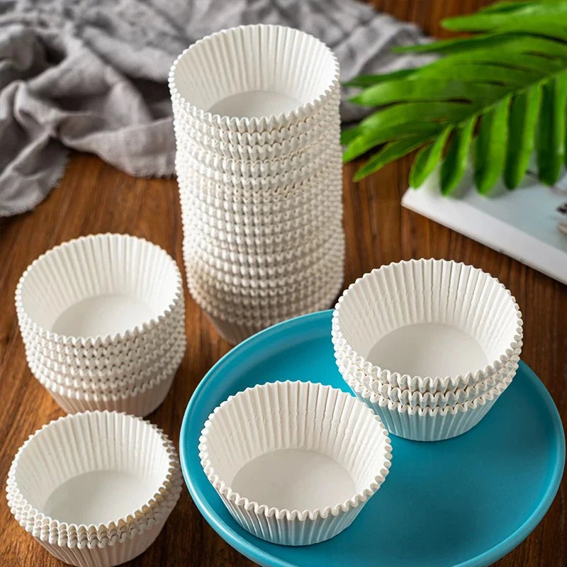 500/1000Pcs Chocalate Paper Liners Baking Muffin Cake Cups Forms Cupcake Cases White Party Tray Mold Greaseproof Wrappers Holder Qme
