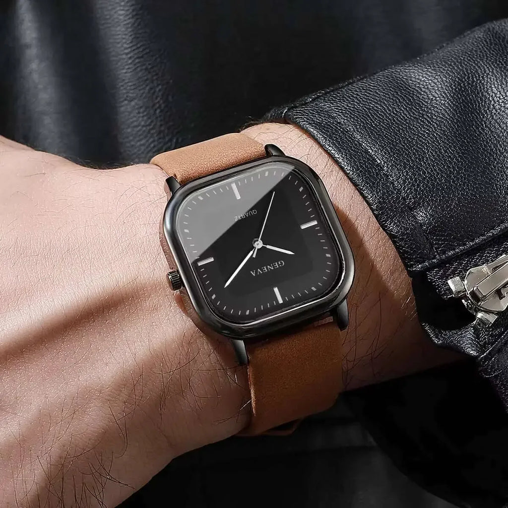 Watch Fashion, Simplicity, Trendy, High Aesthetics Exam, Square Silent Quartz Watch for Middle School Students Qme