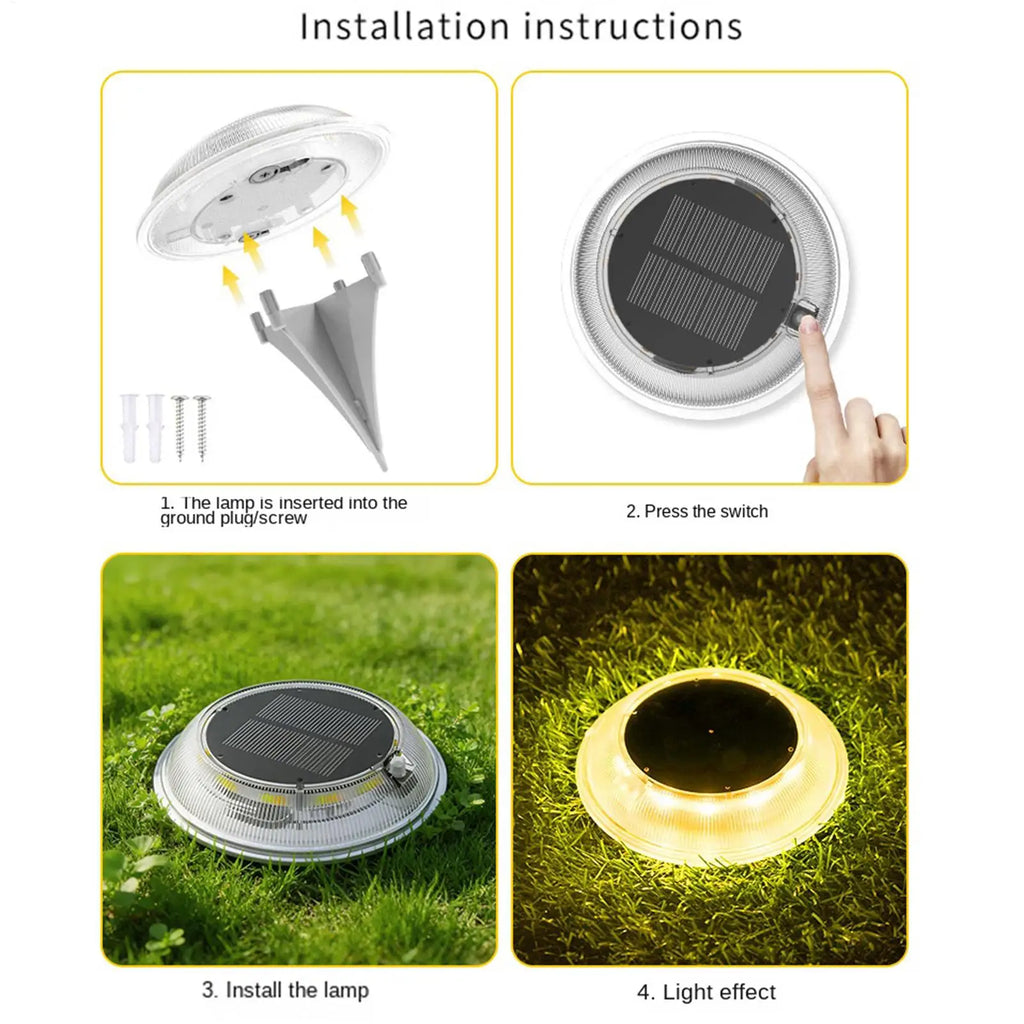 Solar Ground Lights Waterproof Fully Transparent Decor Pathway Patio Qme
