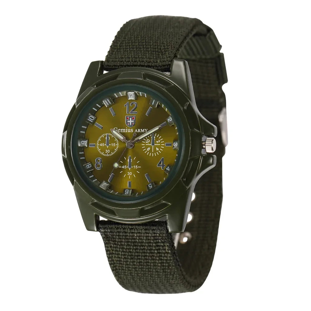 Men Army Nylon Band High Quality Quartz Movement Men Sports Watch Casual Wristwatches Outdoors Men Aviator Watches Men's Watch Qme green