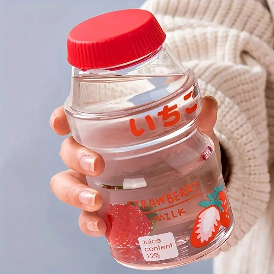 Cute Cartoon Milk Bottle Water Cup Leak Proof Anti Drop Sports Kettle Qme red