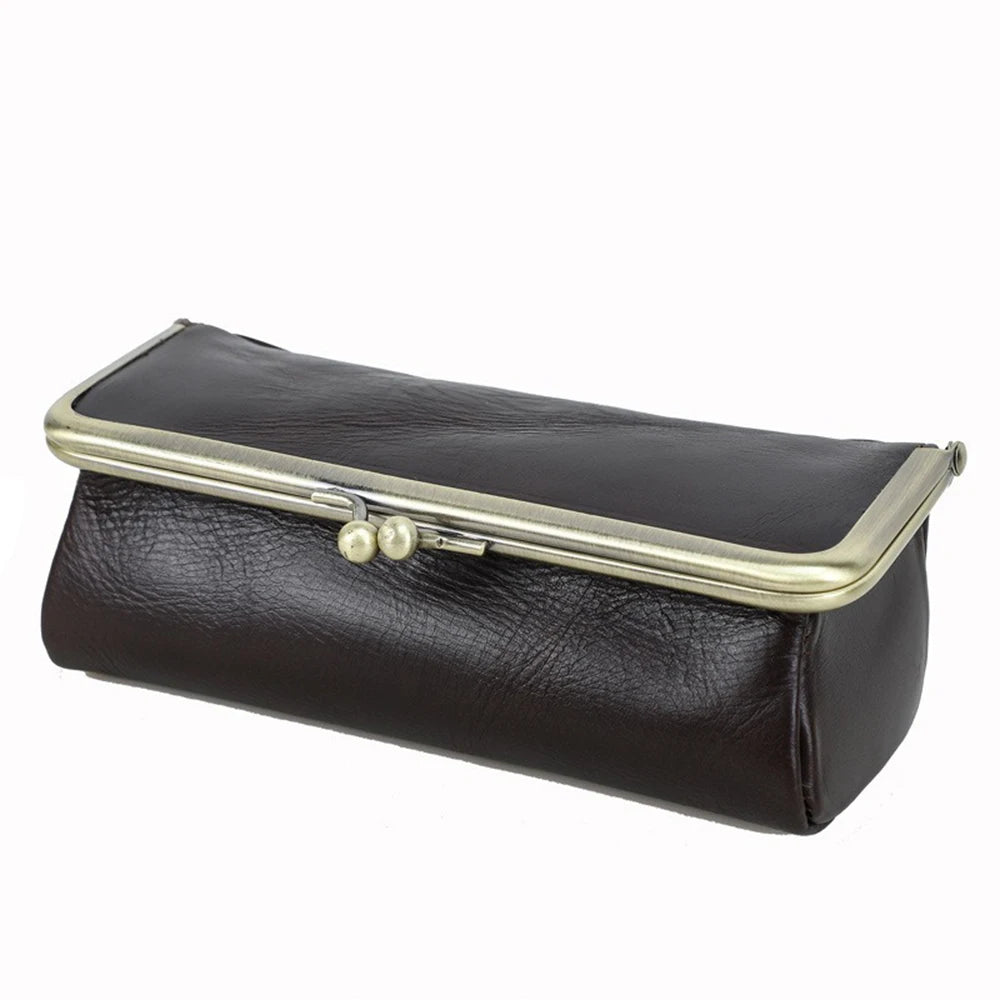 Fashion Genuine Leather Eye Glasses Bag for Eyeglass High Quality Handmade Glasses Case Box Sunglasses Protector Pouch Qme Coffee