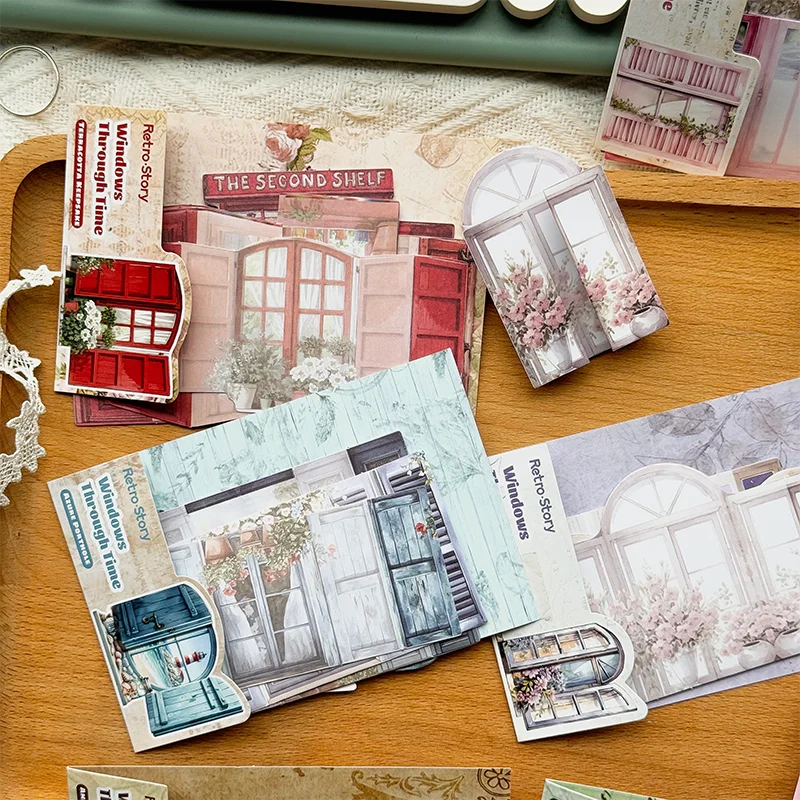 1pack Handbook Material Stickers Collection Light Vintage Window Organs 10pcs Per Pack Door and Window Themed Time1pack/2p Qme