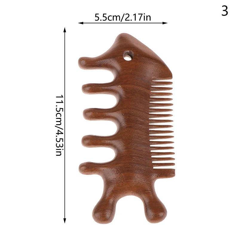 Natural Sandalwood Hair Combs Anti-static Wooden Comb Massager Tooth Qme Style4