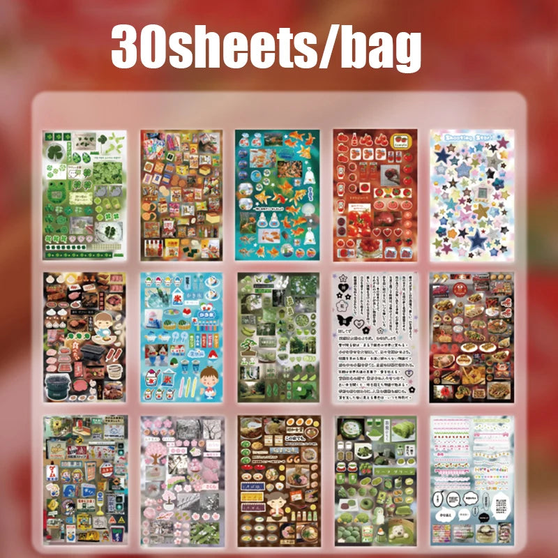 Die Cut Japanese Stationery Stickers Book Retro Cartoon Decorative Sticker Handmade Scrapbooking Journal Supplies Qme B