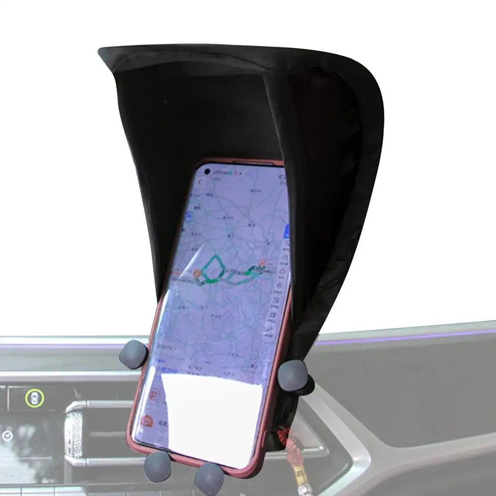 Phone Shade for Car Foldable Anti-Glare Universal Heat-Insulating Car Phone Sun Shade for Women Men Motorcycle SUV RV Sedan Qme Black