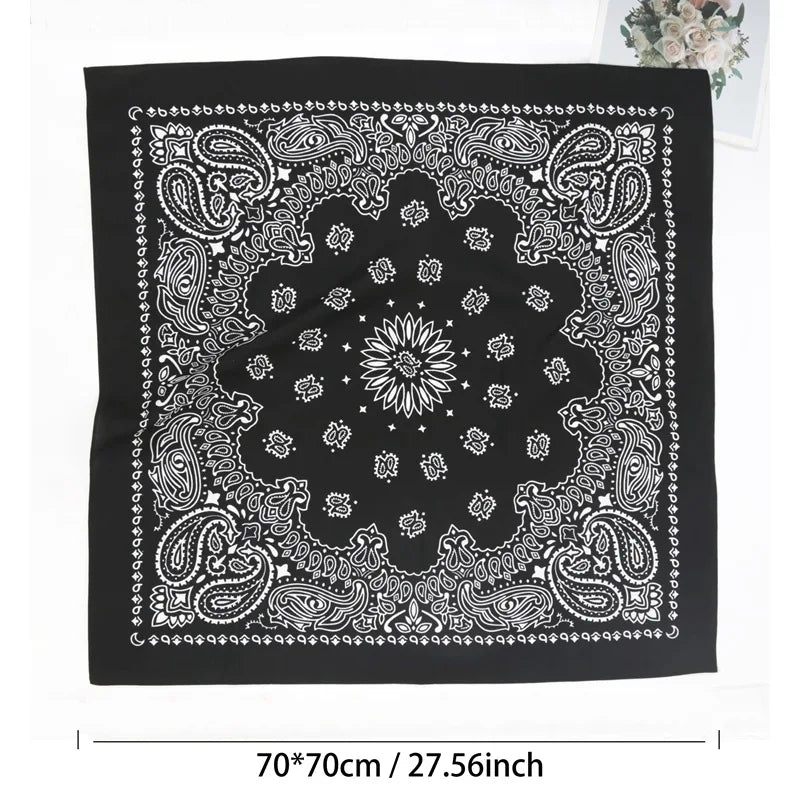 70 Unisex Women 100 Cotton Black Hip-hop Paisley Large Bandana Scarf Qme