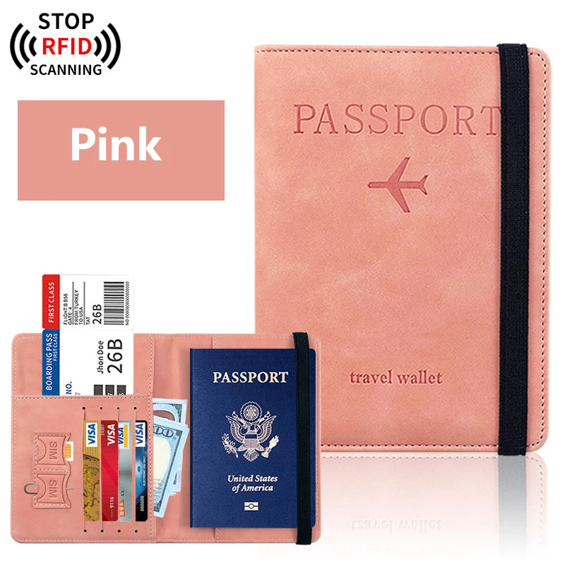 Passport Holder Travel Essentials Wallet Cover Case Accessories Book Qme Pink