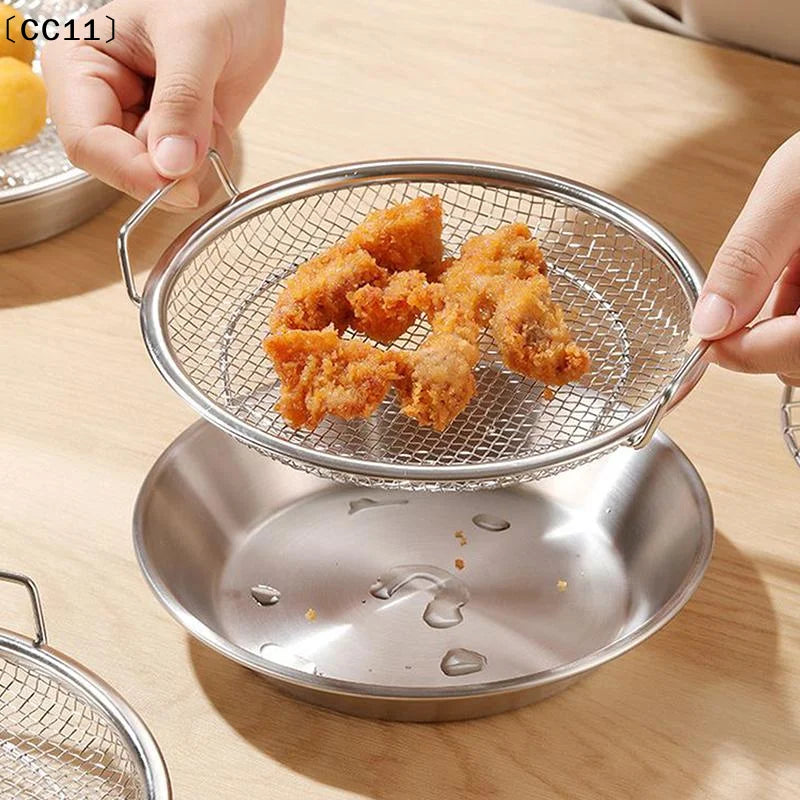 Stainless Steel Drain Tray Oil Draining Oven-safe Baking Round Qme