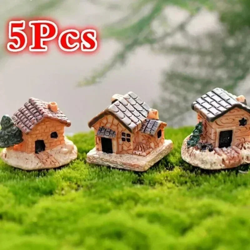 Home Table Small Crafts Mini Figurine Dollhouse Stone House Garden Ornament Micro Landscape Garden House Miniature Resin Supply Qme