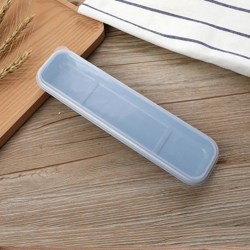 Tableware Box Portable Cutlery Case Spoon Fork Storage Box Students Household Dinnerware Bag Multicolor Transparent Cover Qme Blue