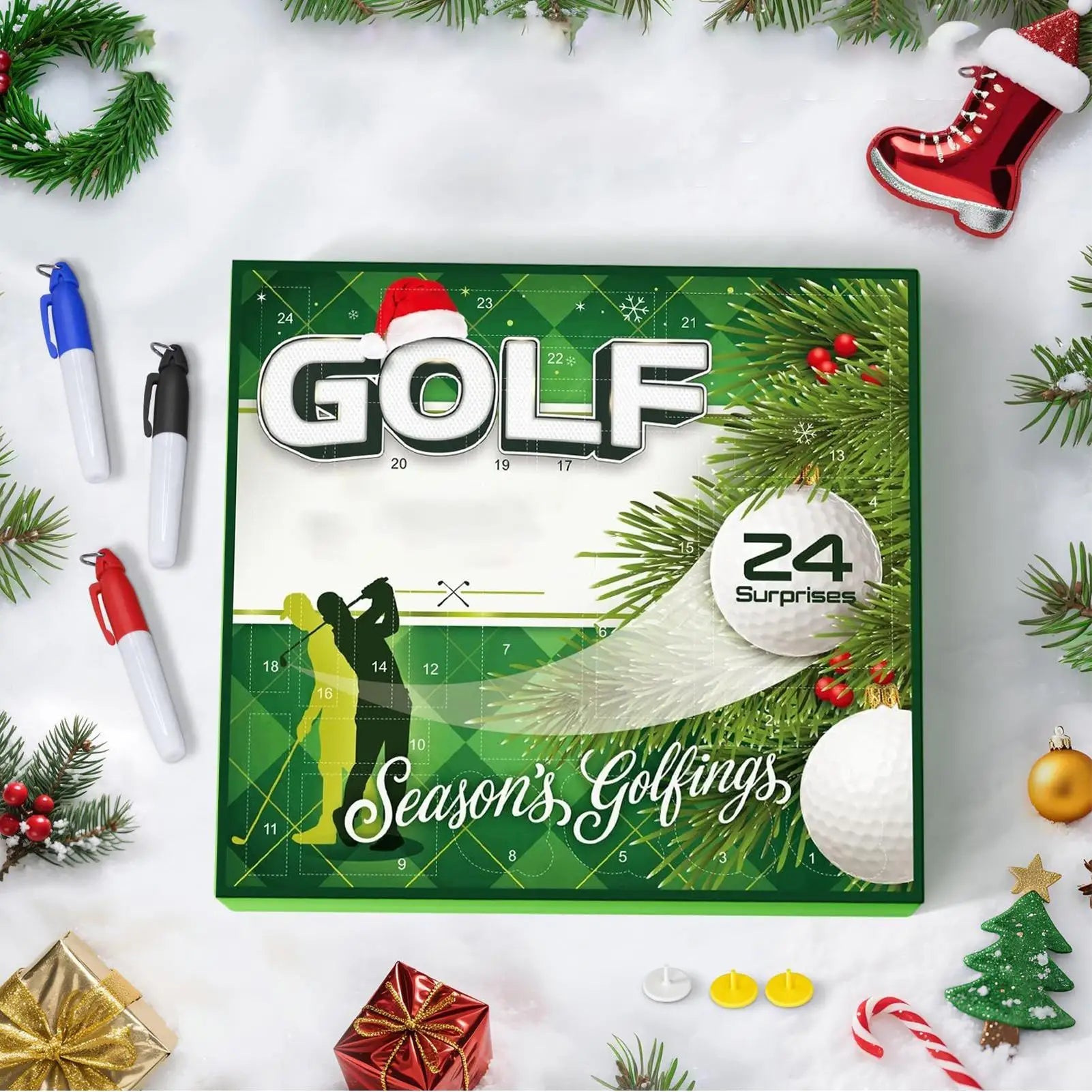 Christmas Countdown Calendar Festive Advent Favors 24 Days Christmas Countdown Golf Accessories For Adults Husband Family gifts Qme