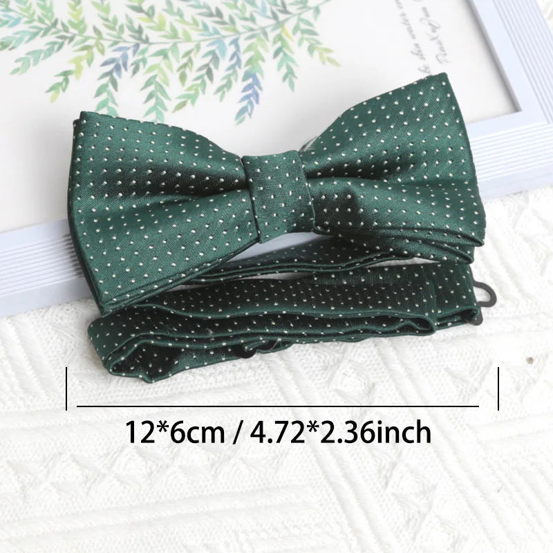 New Tie Set Fashion Wholesale Bright Green Bowtie Male Formal Necktie Cravat Cufflinks Set for Men Party Wedding Accessories Qme B