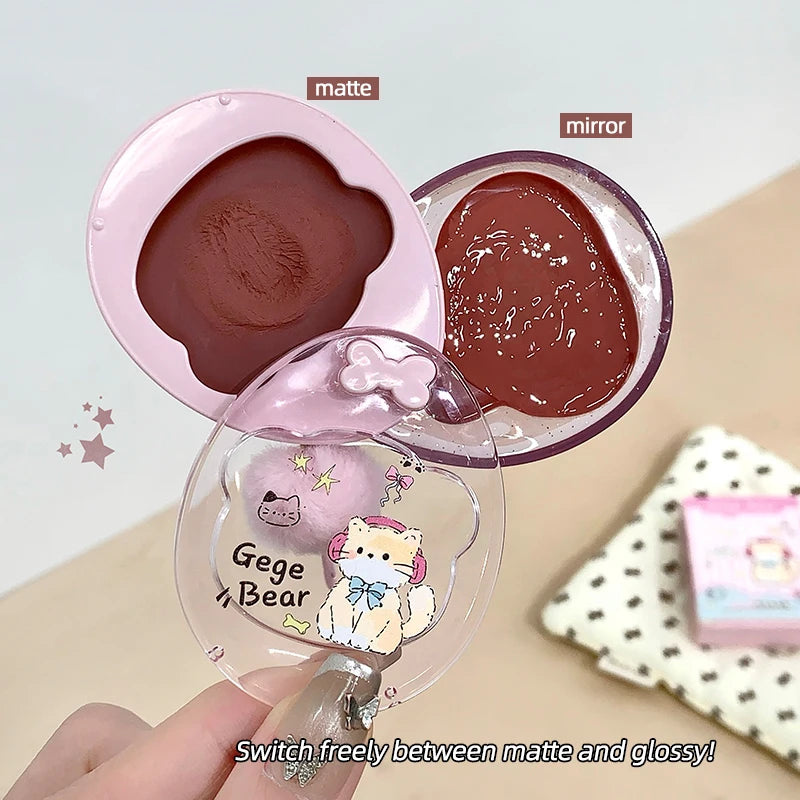 GEGE BEAR 3-in-1 Lip Mud Gloss Cream Blush Eyeshadow Velvet Matte Qme