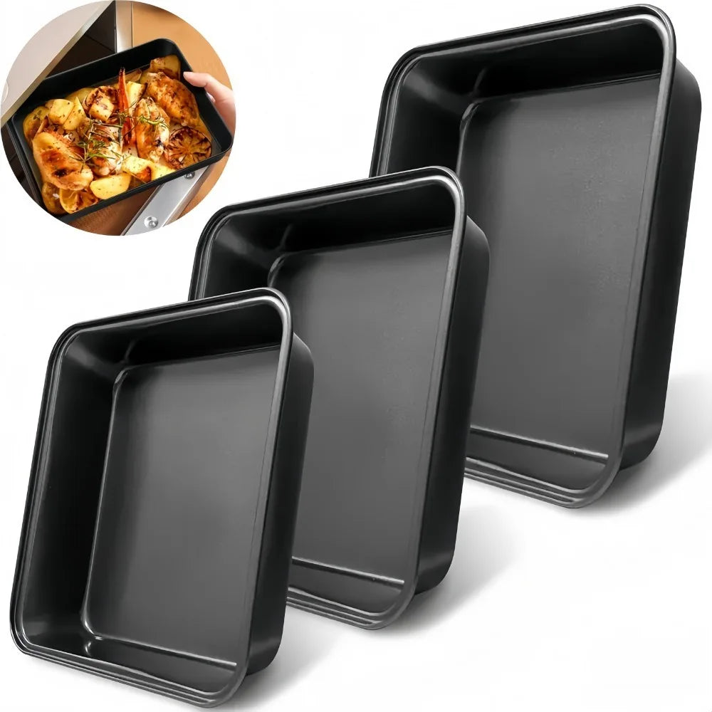 Nonstick Rectangular Carbon Steel Roasting Pan Rustproof Baking Tray Qme